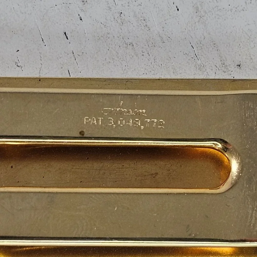 Vintage Anson Money Clip Monogrammed DD Gold Tone Silver Stripe